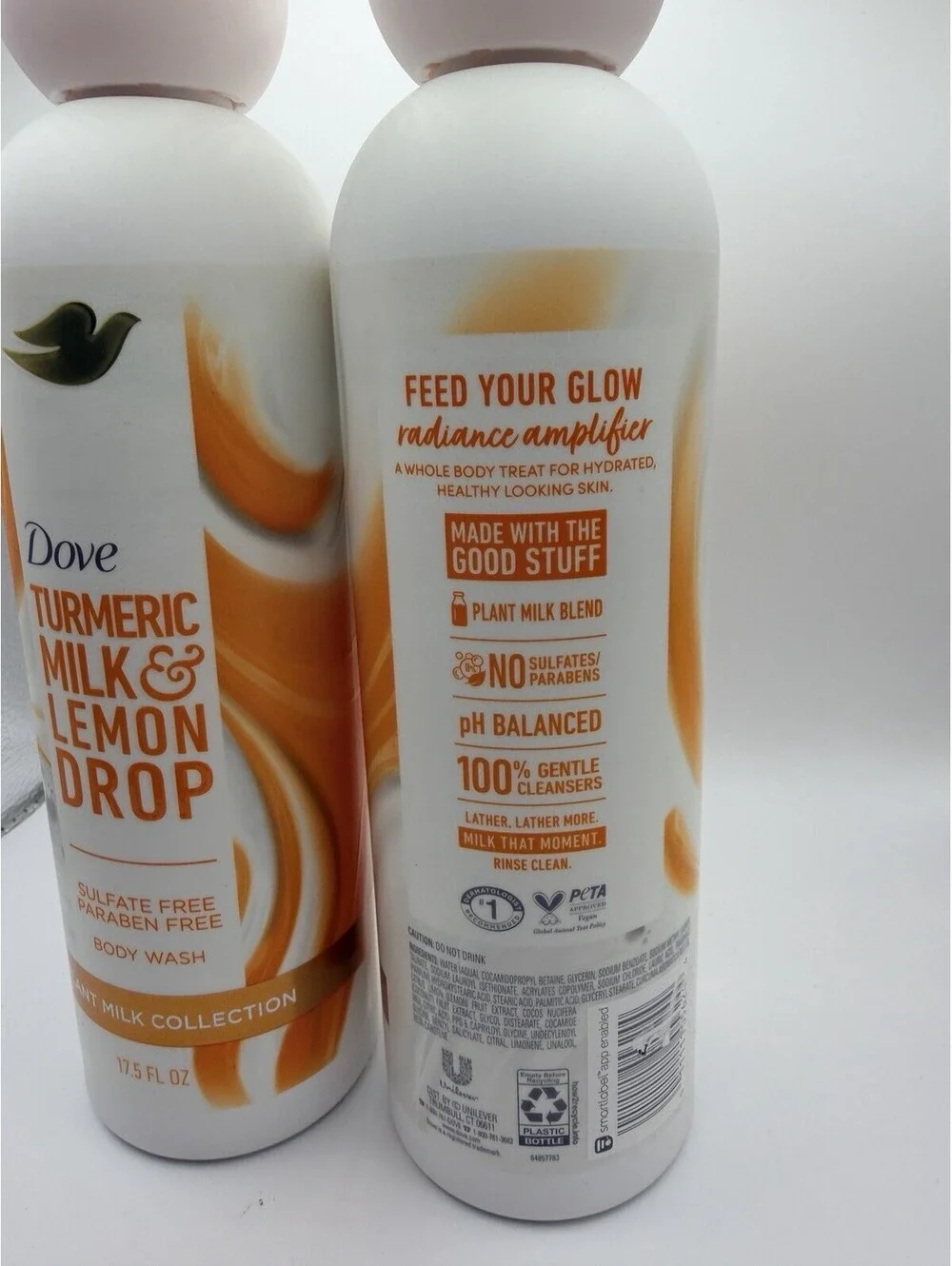 Lot Of 2-Dove Plant Milk Cleansing Body Wash Turmeric Milk & Lemon Drop.